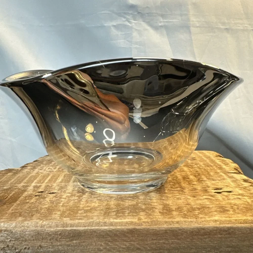 Vintage MCM‎ Silver Fade Glass Bowls (4) Serving Salad Bowl Retro 70's Tableware